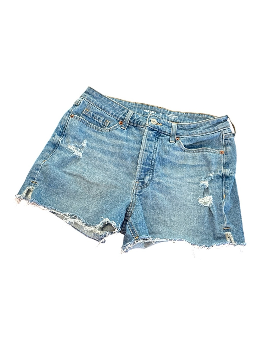 Old Navy Women’s Light Blue Distressed OG straight Denim Shorts size 10